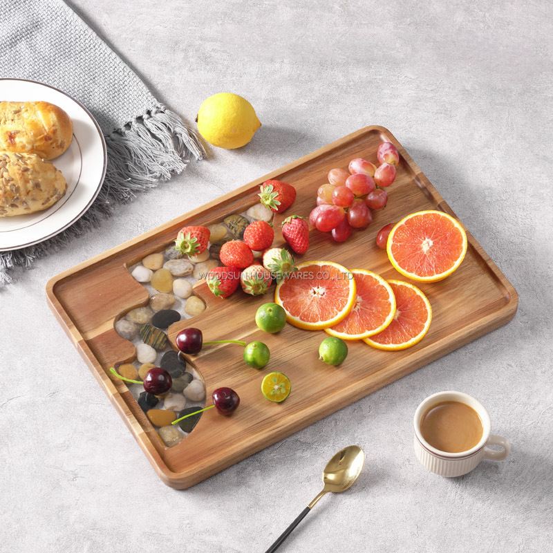 Woodsun Eco Friendly Appetizer Serving Wooden Stone Steak Plate For Food