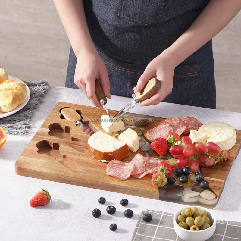 Woodsun Manufacturer 2025 Custom Made Resin Charcuterie Board Wholesale Cheese Boards With Knife