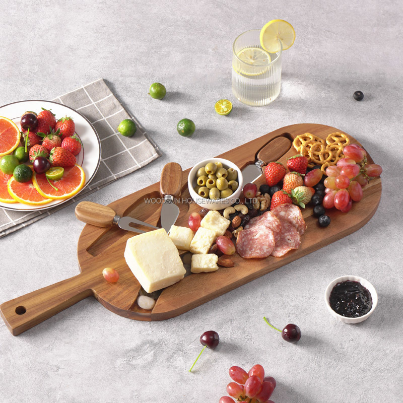 Woodsun Manufacturer 2025 Resin Wooden Cheese Board And Knife Set Charcuterie Board Wood