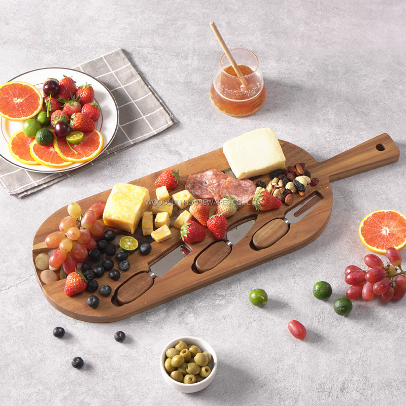 Woodsun Manufacturer 2025 Resin Wooden Cheese Board And Knife Set Charcuterie Board Wood