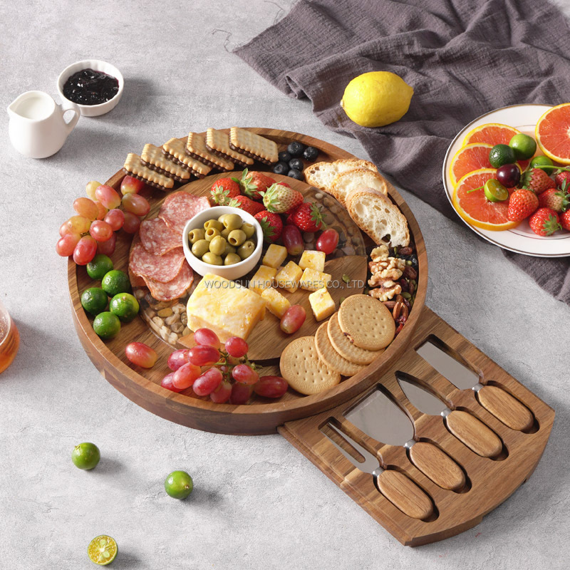 Woodsun Manufacturer 2025 Drawer Type Wood Resin Cheese Board Charcuterie Board Custom Wood