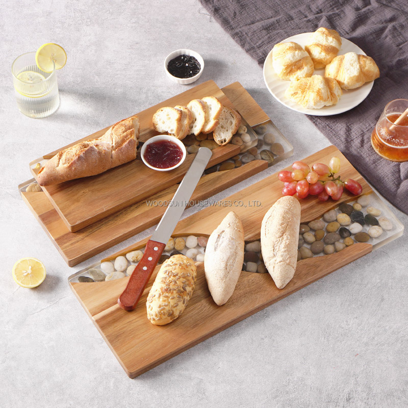 Woodsun 2025 NEW Resin Stone Custom Acacia Wooden Charcuterie Board
