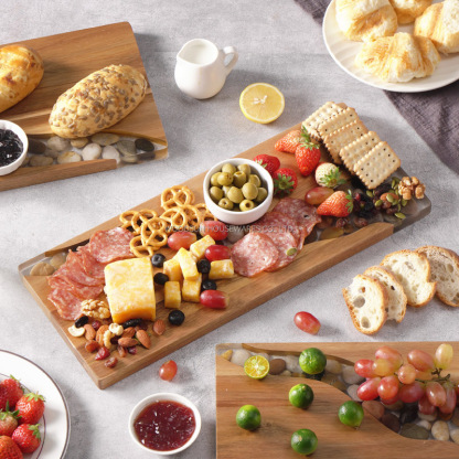 Woodsun 2025 NEW Resin Stone Custom Acacia Wooden Charcuterie Board
