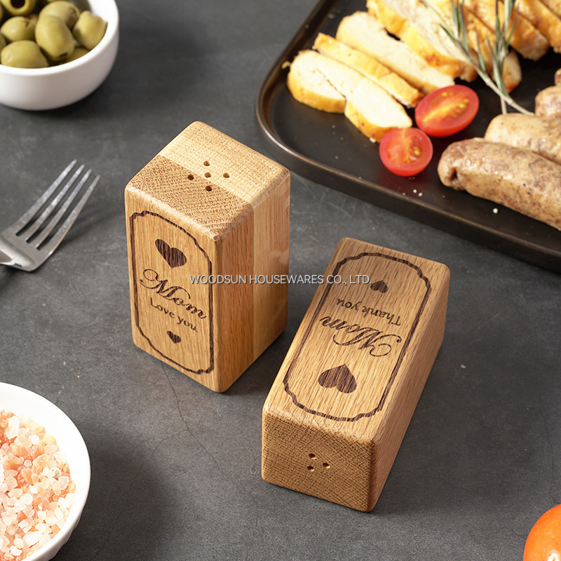 Woodsun Custom Rubber Wood Silicone Set of 2 Salt Spice Shaker for 2025