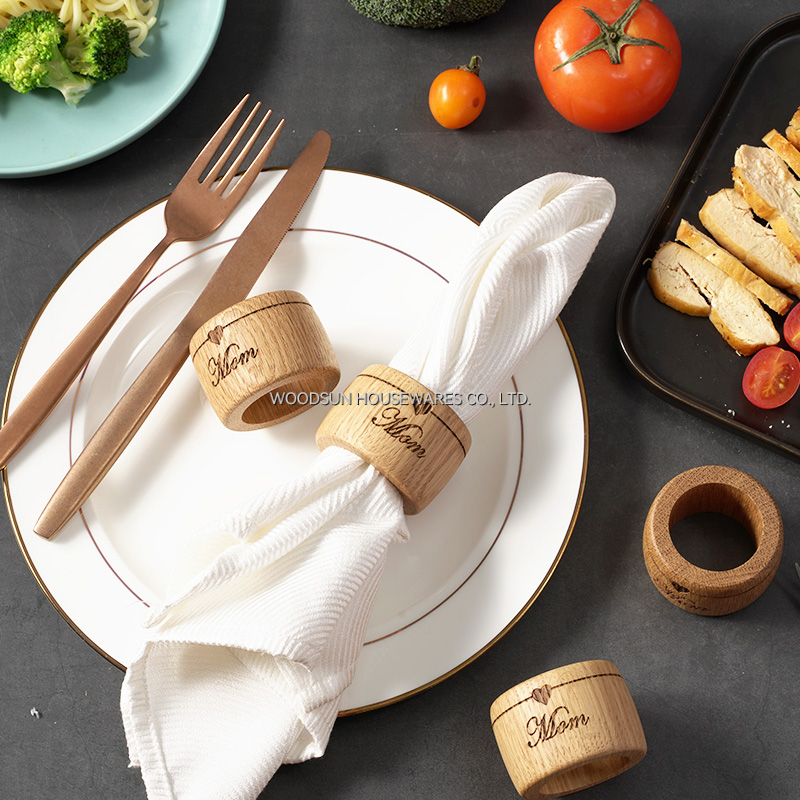 Woodsun Wooden Napkin Ring Holder for Tableware