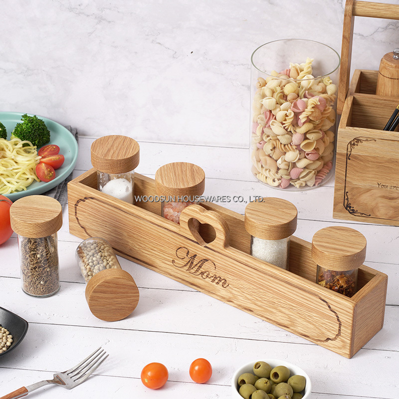 Woodsun Glass Salt and Pepper Rack Spice Bottle 2025 Gift