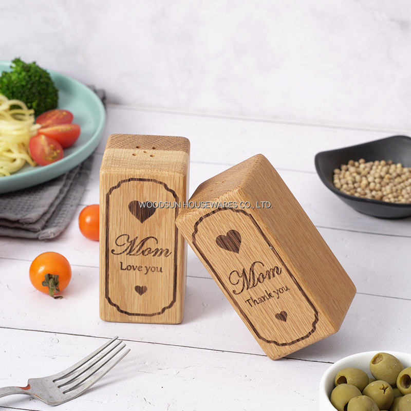 Woodsun Custom Rubber Wood Silicone Set of 2 Salt Spice Shaker for 2025