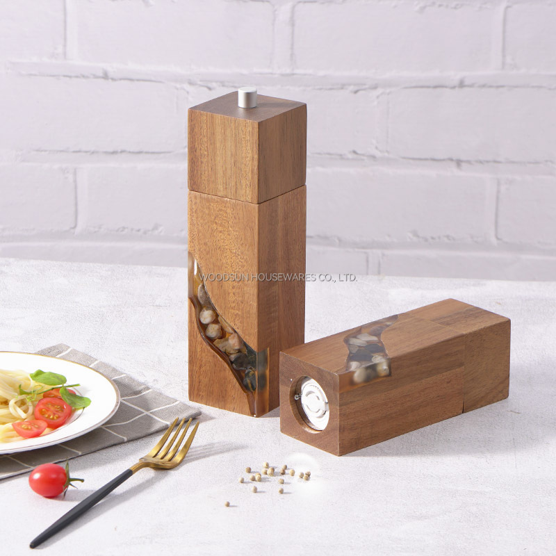 Woodsun Custom Manufacturer Wooden Acacia Salt And Pepper Grinder Set