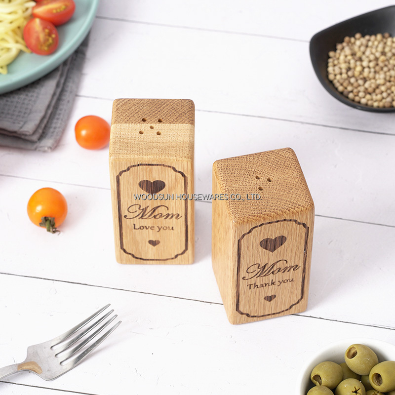 Woodsun Custom Rubber Wood Silicone Set of 2 Salt Spice Shaker for 2025