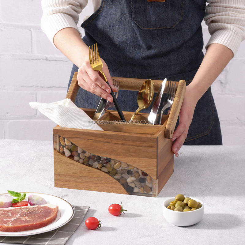 Woodsun Custom Manufacturer Basket With Handles Flower Basket Fruit Basket Utensil Caddy 2025