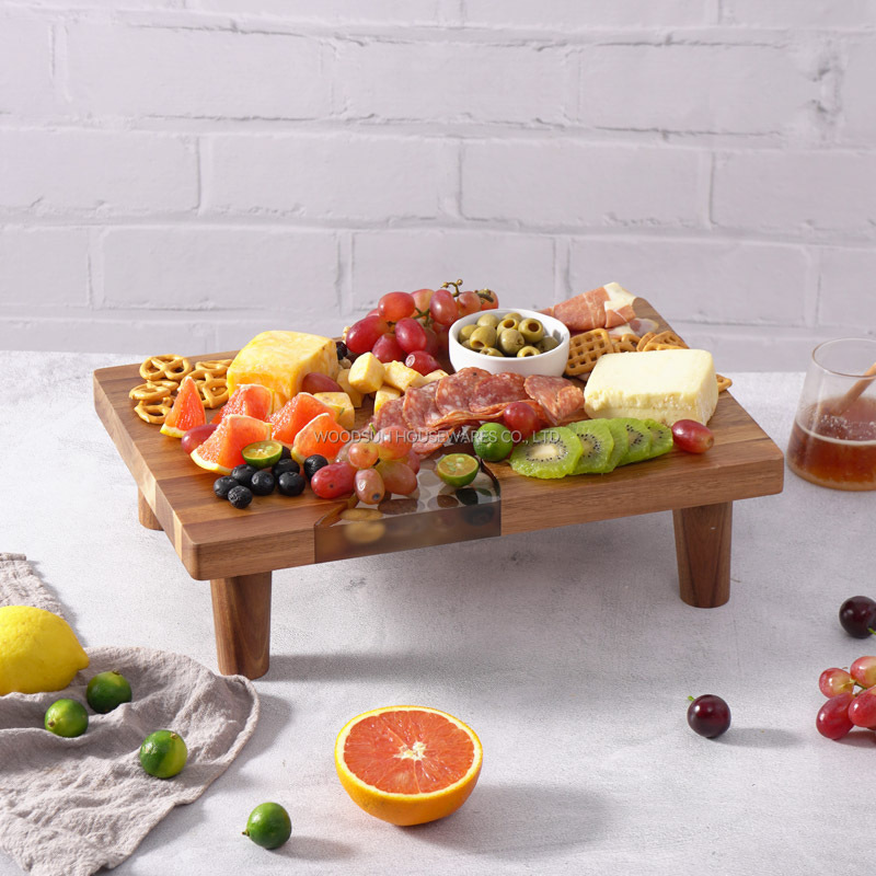 Woodsun 2025 NEW Products Restaurant Wood Serving Board Resin With Legs
