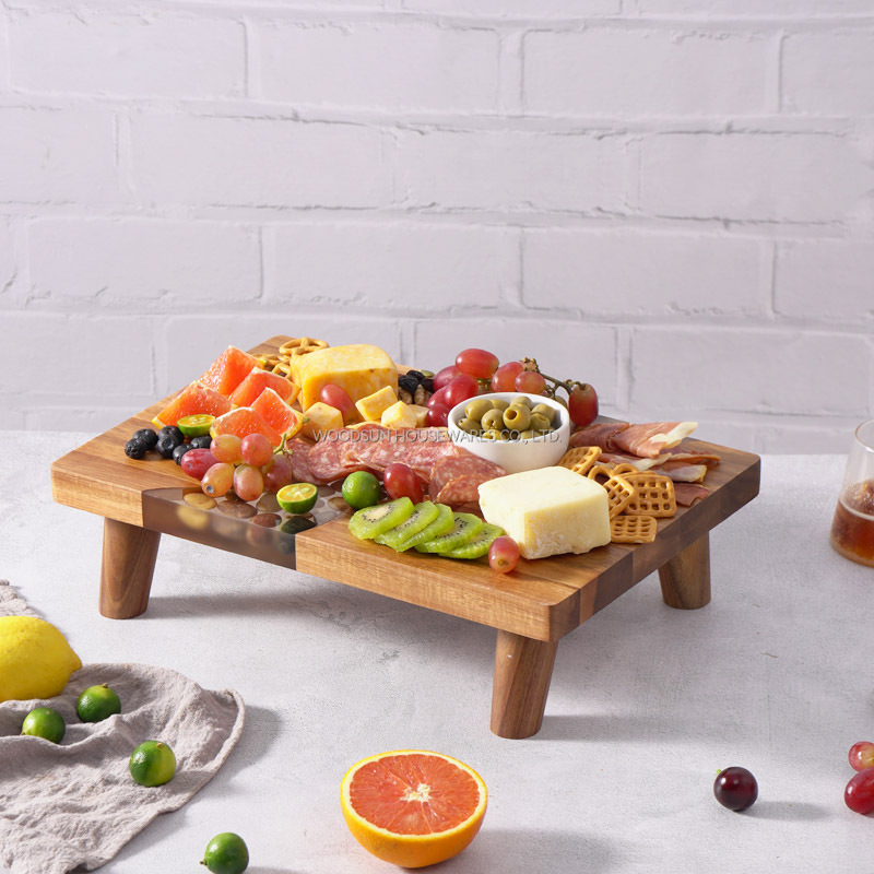 Woodsun 2025 NEW Products Restaurant Wood Serving Board Resin With Legs