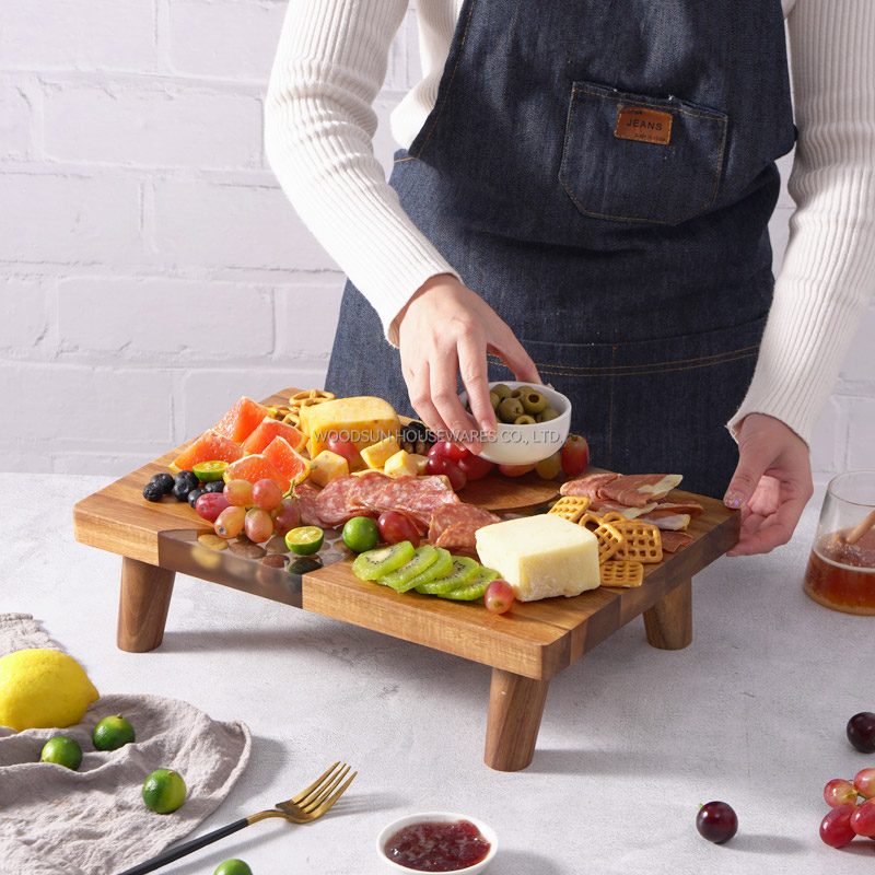 Woodsun 2025 NEW Products Restaurant Wood Serving Board Resin With Legs