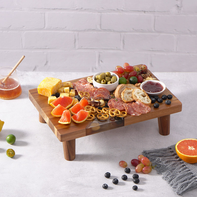 Woodsun 2025 NEW Products Restaurant Wood Serving Board Resin With Legs