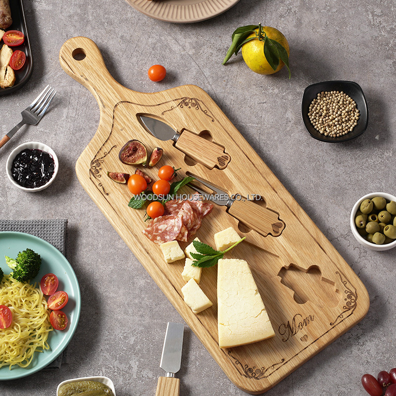 Woodsun Mother's Day Gift Wooden Cheese Cutting Board Set