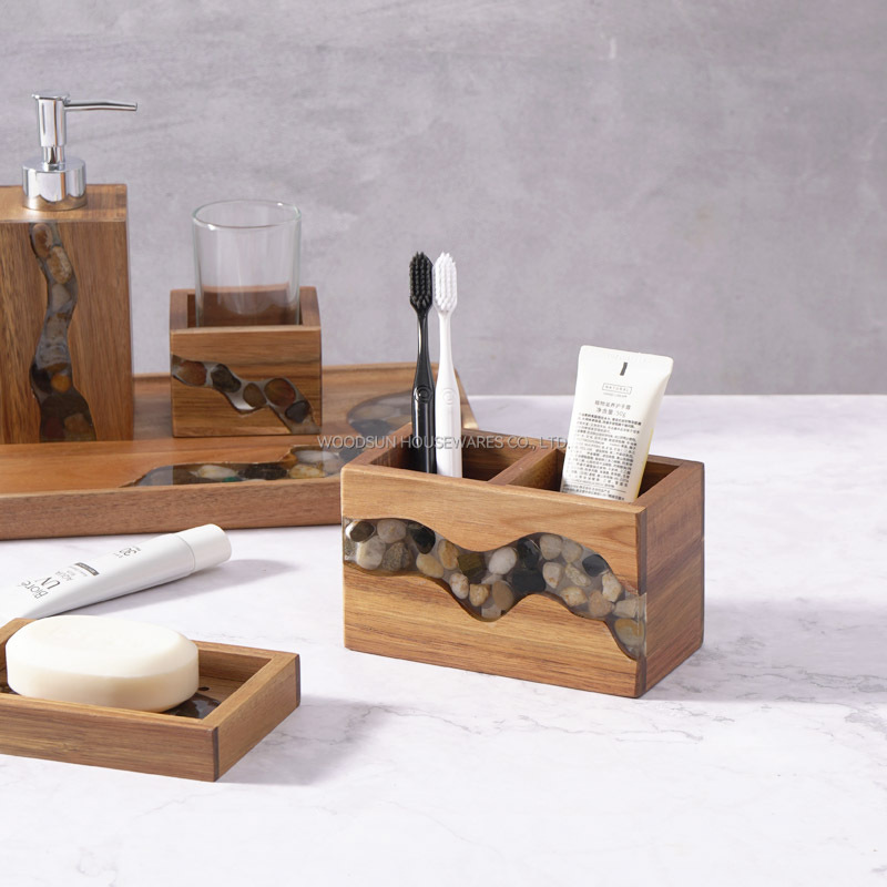 Woodsun Manufacturer Wooden Storage Bathroom Products Bathroom Accessory Set