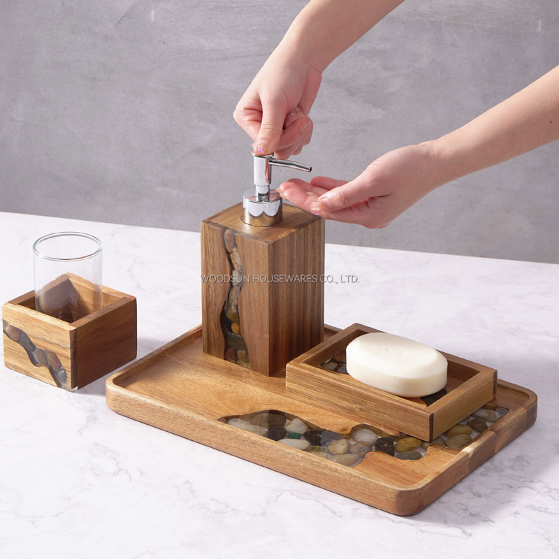 Woodsun Manufacturer Wooden Storage Bathroom Products Bathroom Accessory Set
