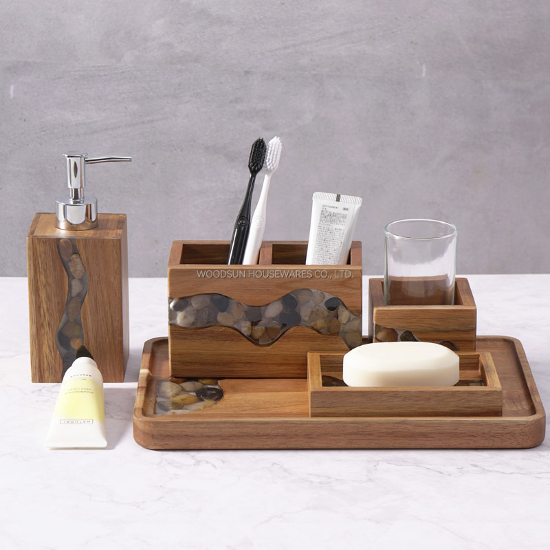 Woodsun Manufacturer Wooden Storage Bathroom Products Bathroom Accessory Set