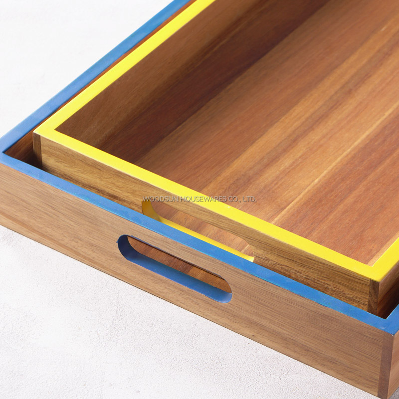 Woodsun Custom Manufacturer Wooden Desert Wood Serving Tray With Handles