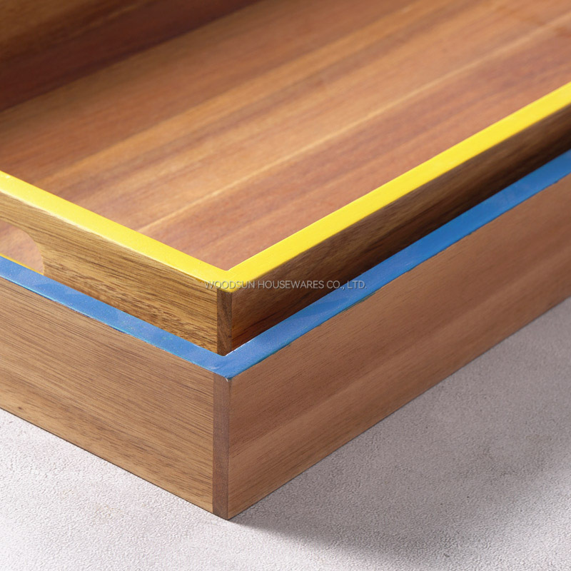 Woodsun Custom Manufacturer Wooden Desert Wood Serving Tray With Handles