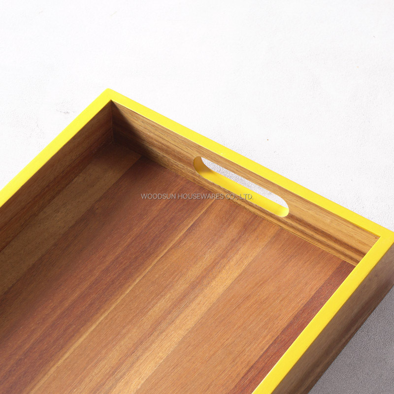 Woodsun Custom Manufacturer Wooden Desert Wood Serving Tray With Handles