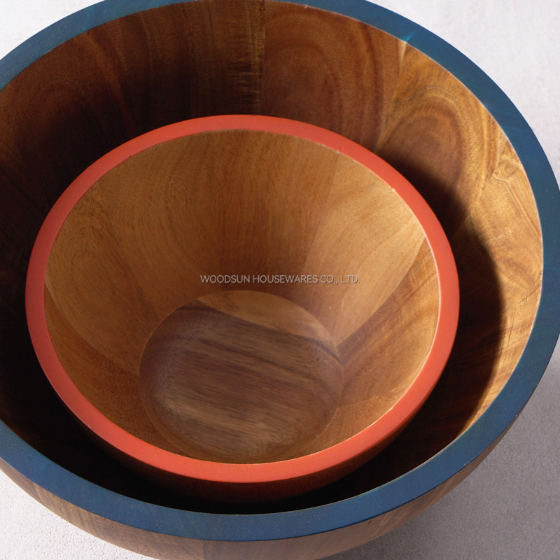 Woodsun Professional Supplier 2025 Acacia Wood Fruit Salad Bowl