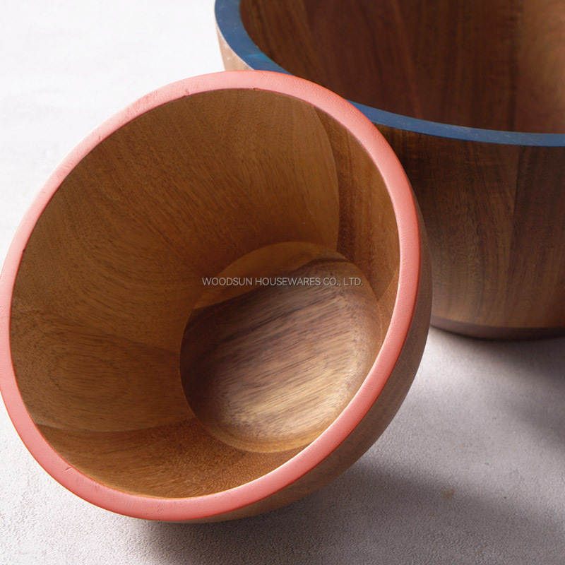 Woodsun Professional Supplier 2025 Acacia Wood Fruit Salad Bowl