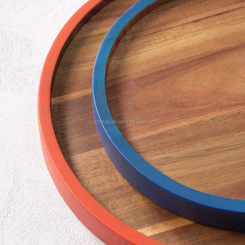 Woodsun Eco Friendly Appetizer Serving Acacia Wood Dessert Plates Food Kids