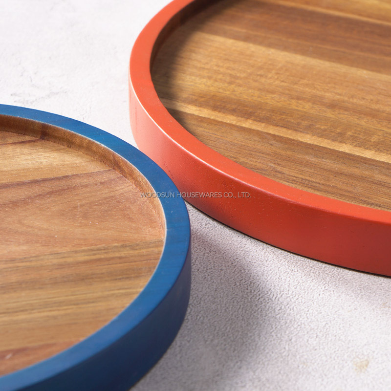 Woodsun Eco Friendly Appetizer Serving Acacia Wood Dessert Plates Food Kids