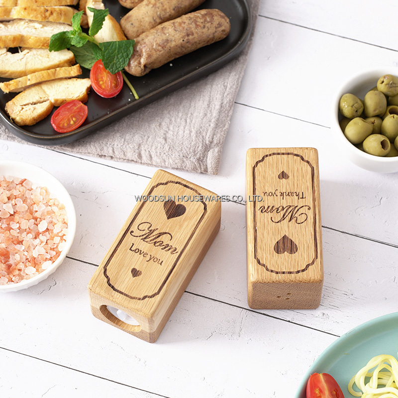 Woodsun Custom Rubber Wood Silicone Set of 2 Salt Spice Shaker for 2025