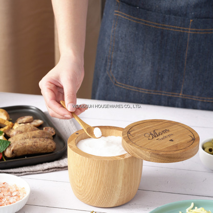 Woodsun Gift Mother's Day Salt Box Wooden Canisters Spice Canisters