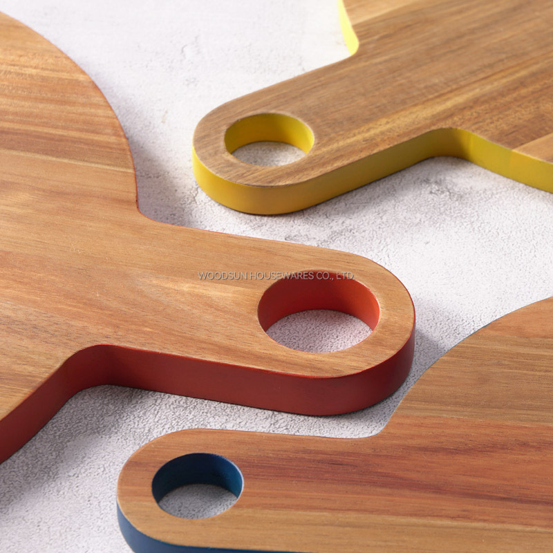 Woodsun NEW Colored Edge Meat Acacia Cutting Board Wood Round