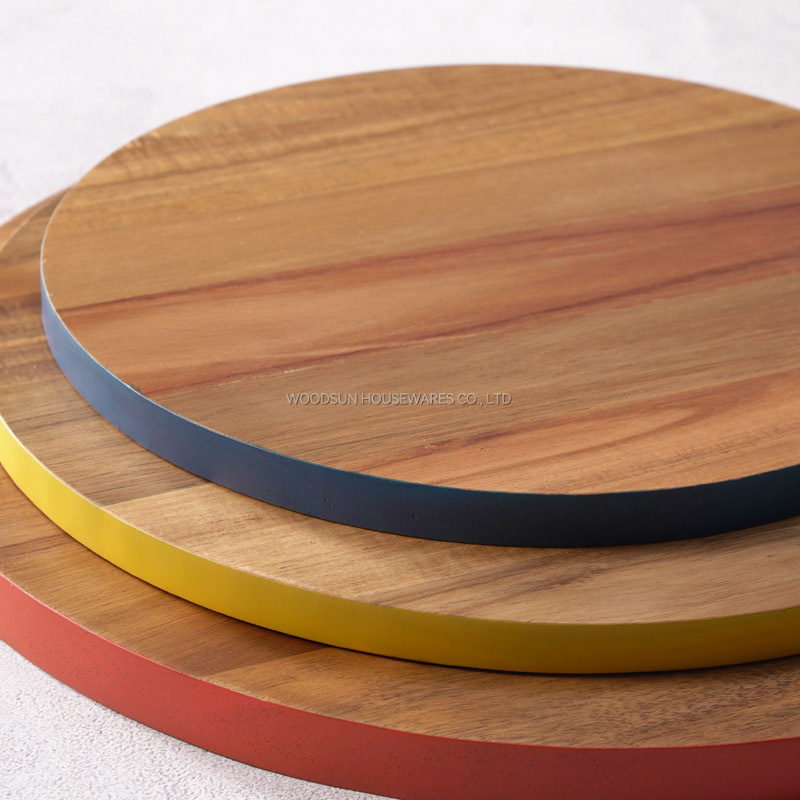 Woodsun NEW Colored Edge Meat Acacia Cutting Board Wood Round