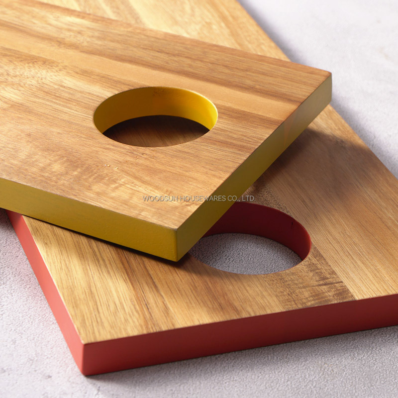Woodsun NEW Colored Edge Wood Kitchen Ecofriendly Cutting Board
