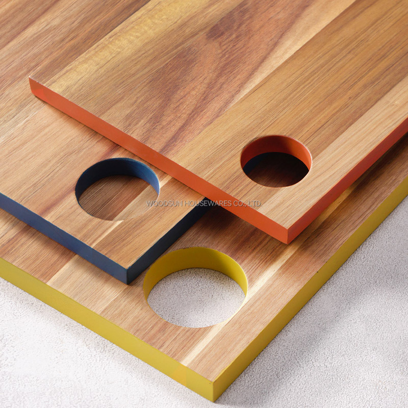 Woodsun NEW Colored Edge Wooden Restaurant Cutting Board Logo Manufacturer