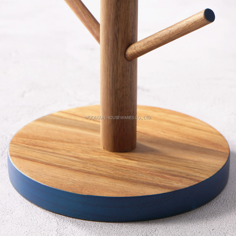Woodsun Manufacturer Cup Holder Acacia Wood Mug Tree Stand Holder 2025
