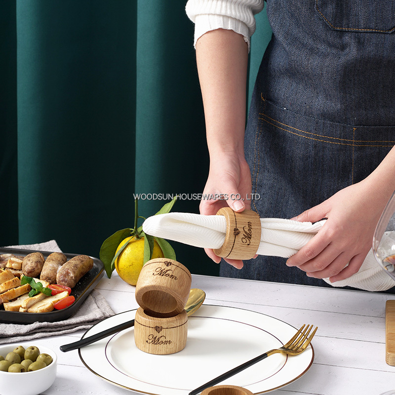 Woodsun Wooden Napkin Ring Holder for Tableware
