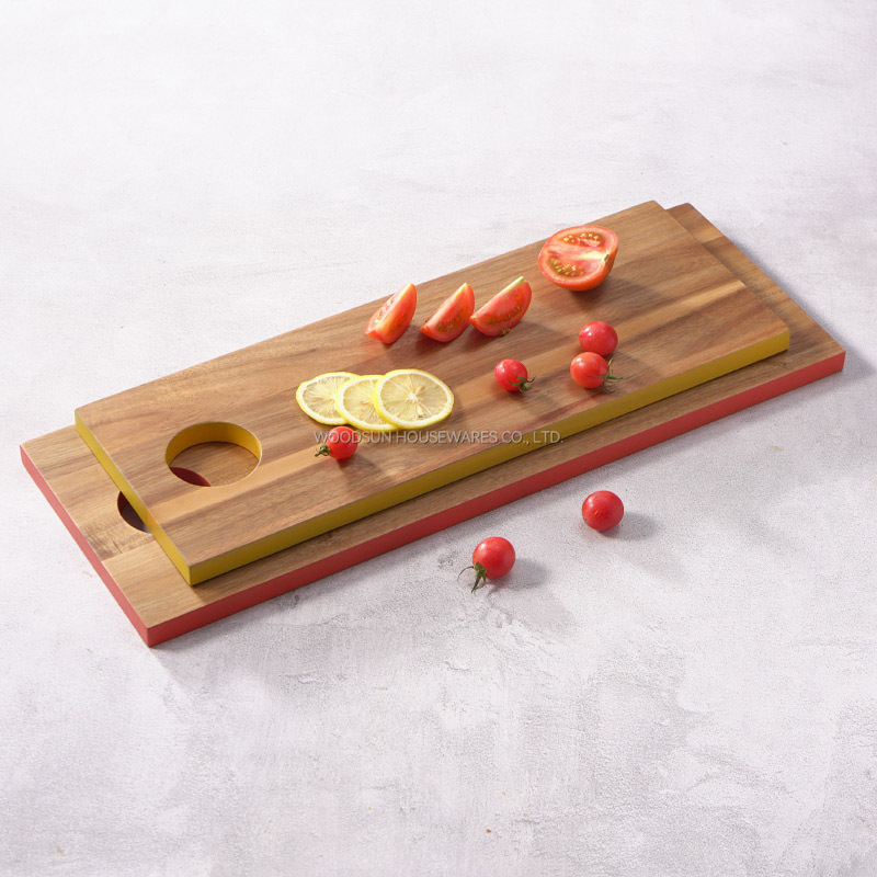 Woodsun NEW Colored Edge Wood Kitchen Ecofriendly Cutting Board