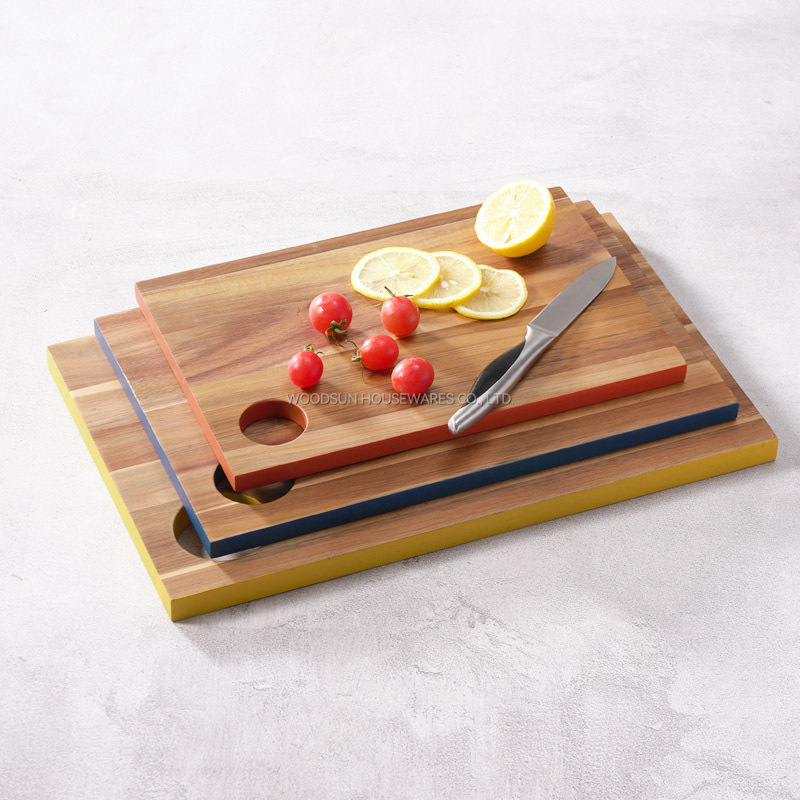 Woodsun NEW Colored Edge Wooden Restaurant Cutting Board Logo Manufacturer