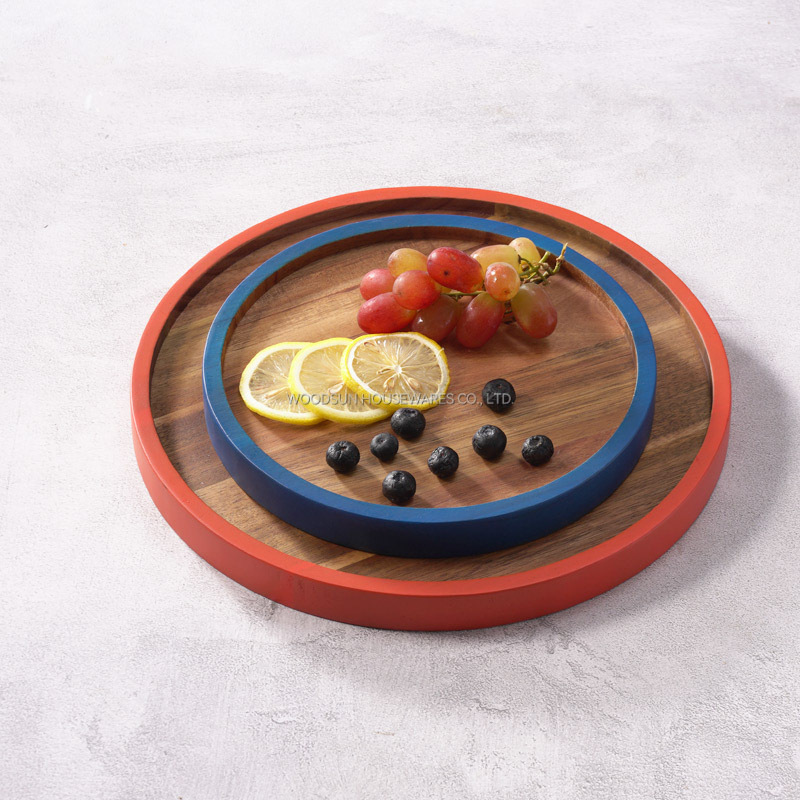 Woodsun Eco Friendly Appetizer Serving Acacia Wood Dessert Plates Food Kids