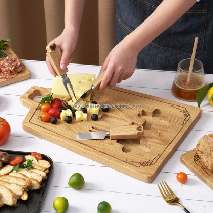Woodsun Mother's Day Gift Trapezoid Cheese Board Knife Set