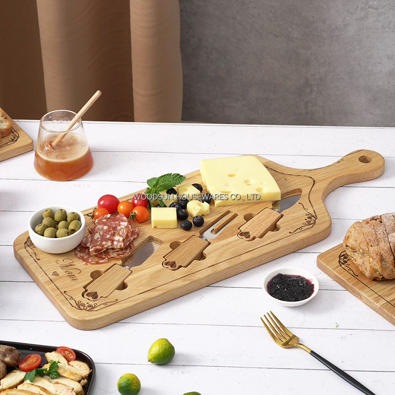 Woodsun Mother's Day Gift Wooden Cheese Cutting Board Set