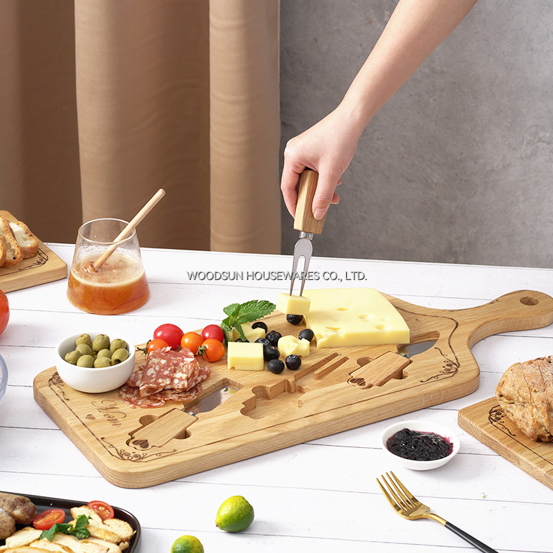 Woodsun Mother's Day Gift Wooden Cheese Cutting Board Set