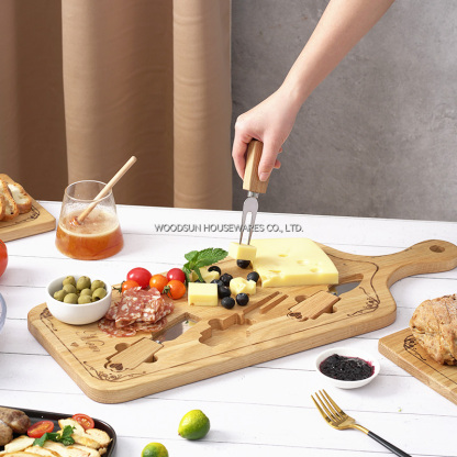 Woodsun Mother's Day Gift Wooden Cheese Cutting Board Set