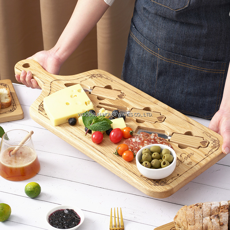 Woodsun Mother's Day Gift Wooden Cheese Cutting Board Set