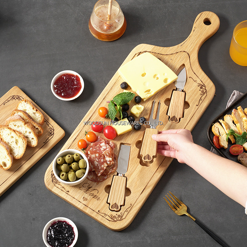 Woodsun Mother's Day Gift Wooden Cheese Cutting Board Set