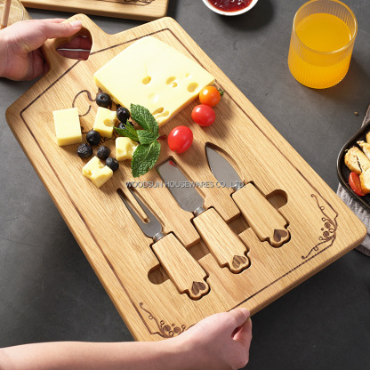 Woodsun Mother's Day Gift Trapezoid Cheese Board Knife Set