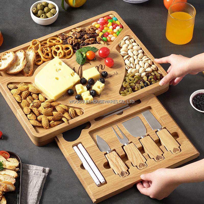 Woodsun Mother's Day Gift Wholesale Box Cheese Wooden Cheese Board Set