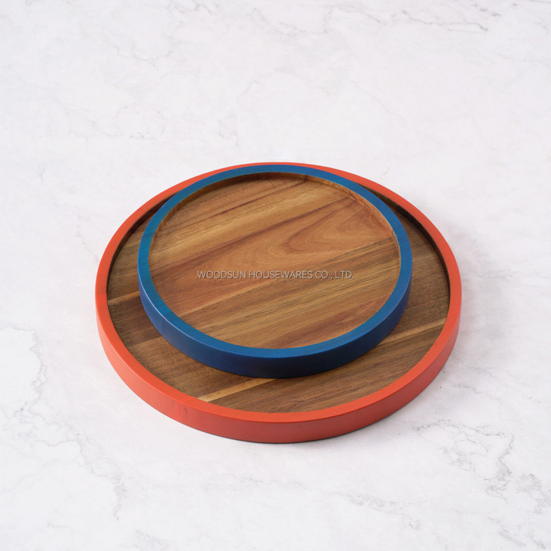 Woodsun Eco Friendly Appetizer Serving Acacia Wood Dessert Plates Food Kids