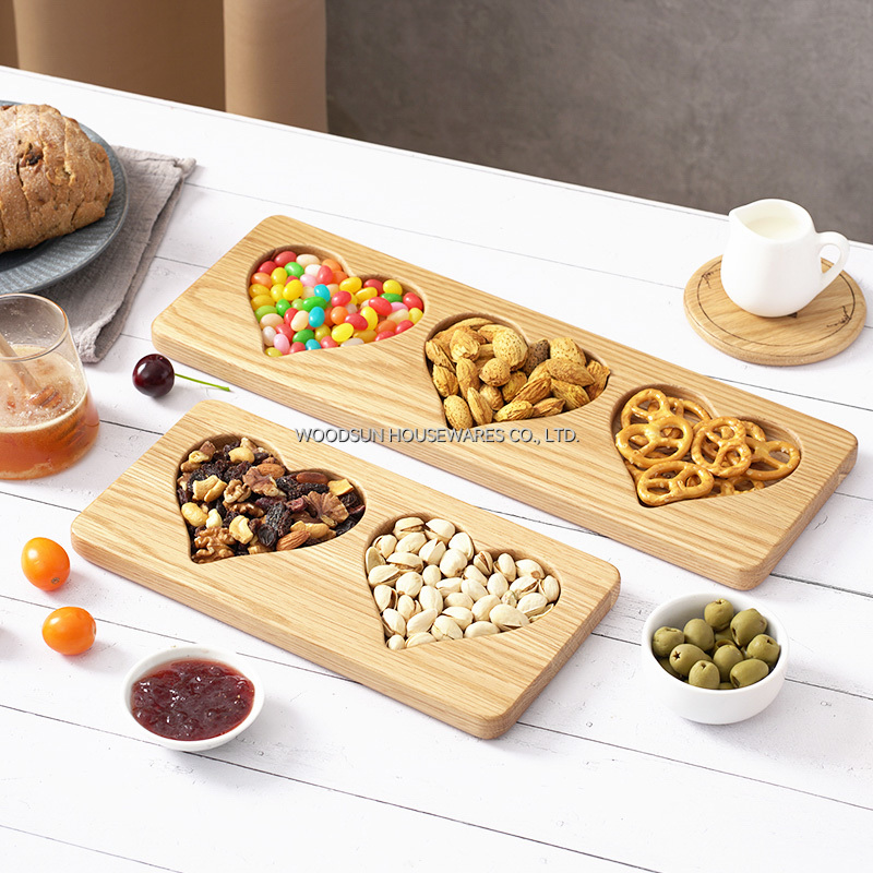 Woodsun Heart Shape Mothers Day Snack Wood Dessert Service Plates for Food Kids